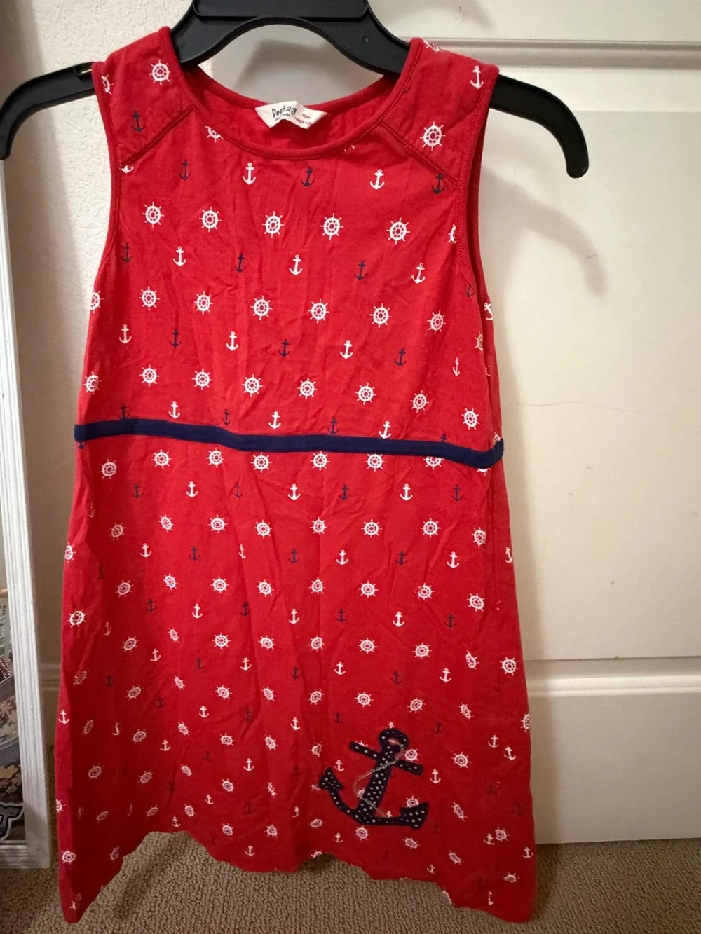 Red Anchor Sleeveless Dress for Kids by Bonnie Jean: patriotic, pirates
